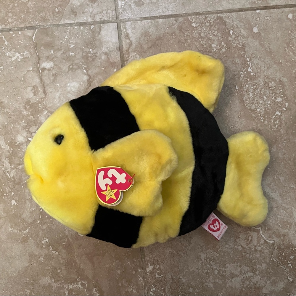 🐻 TY “Bubbles” Beanie Buddies Yellow and Black Fish